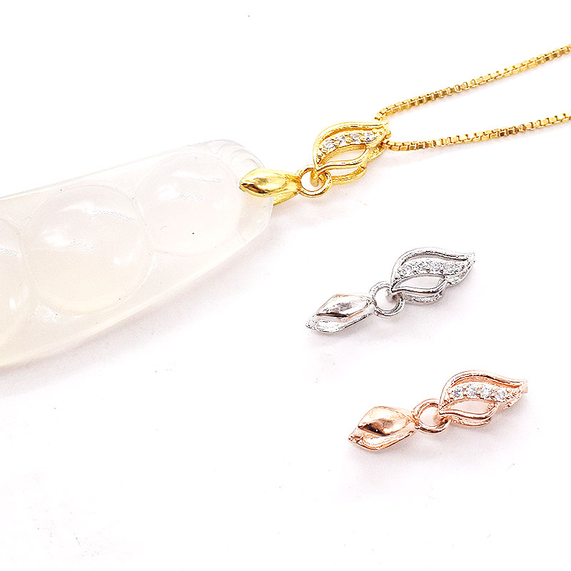 DIY银饰配件925半吊坠扣翡翠