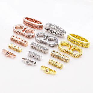 925镀银长方形镂空双排三排多排珍珠项链手链隔片隔珠隔排diy配件