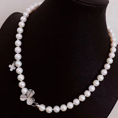 diy925纯银连接扣手工珍珠项链