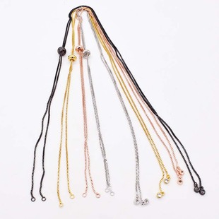 项链条 随意抽拉项链半成品 DIY镀真金24K金微镶 双孔配件链接件