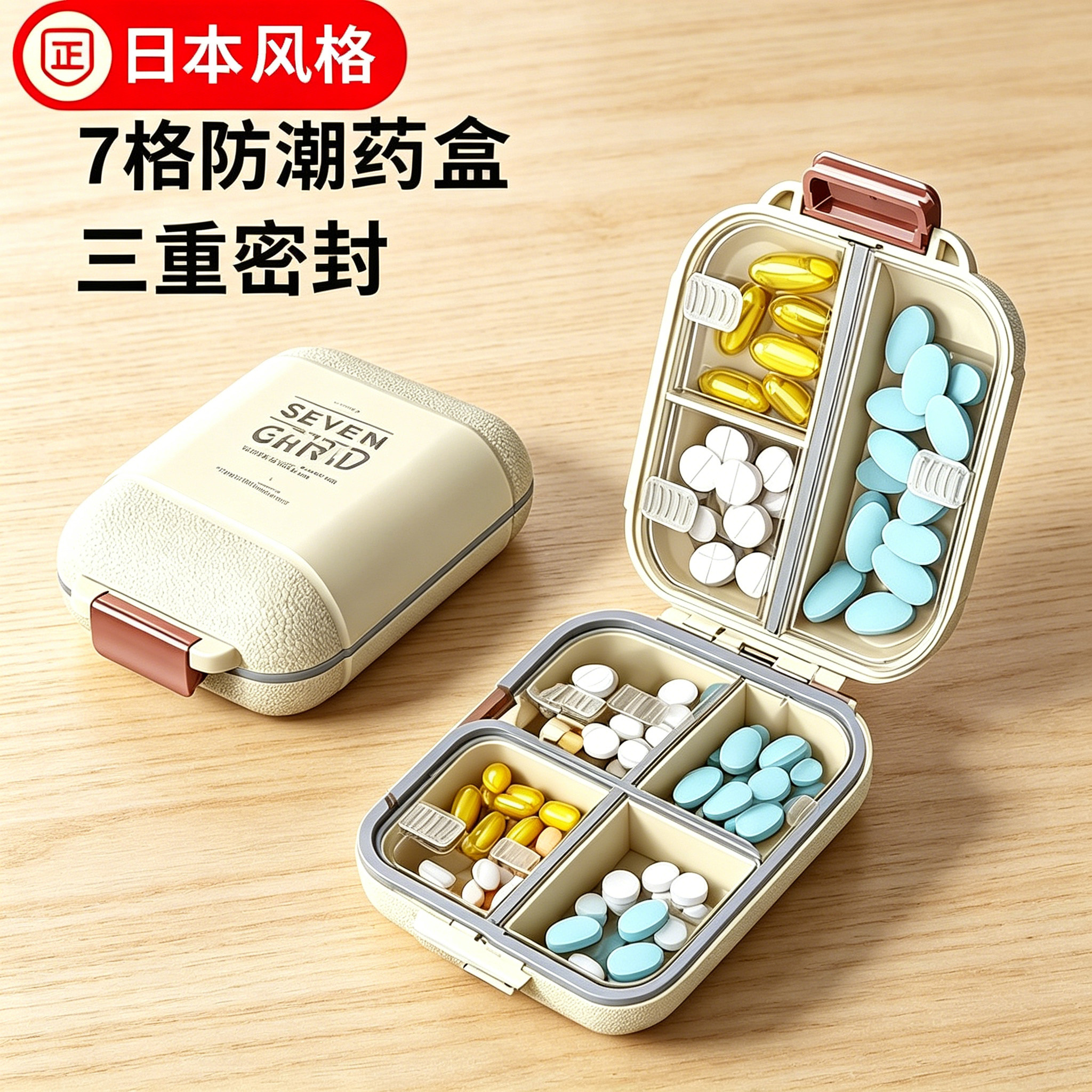 日式药盒7格三重密封防潮避光