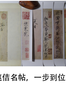 赵佶瘦金体高清艺术微喷复制 夏日润中秋月怪石预借风霜棣棠花
