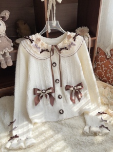 【可可小团子】小鹿公馆 lolita毛衣外套咖色lo裙外搭长袖上衣女