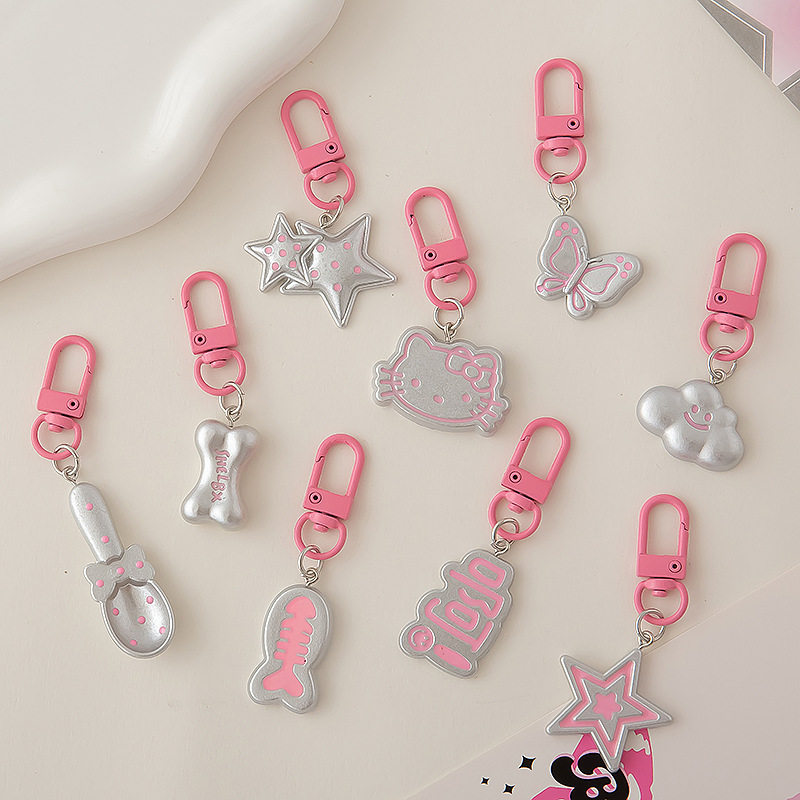 可爱甜酷kt猫咪钥匙扣书包包挂饰diy配饰情侣闺蜜钥匙链挂件礼物