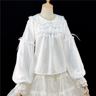 Lolita洋装娃娃领长袖衬衫秋冬新款甜美可爱内搭洛丽塔打底衫百搭