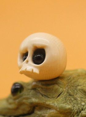 猛犸三通象牙雕刻三通阿呆骷髅纯手工文玩配饰配珠tycoco拉布布潮