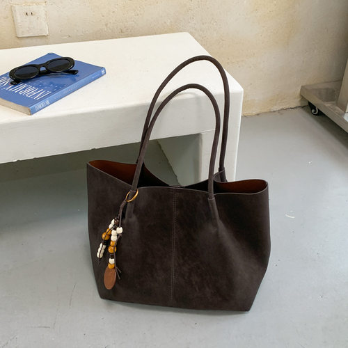 跨境时尚纯色大容量托特包