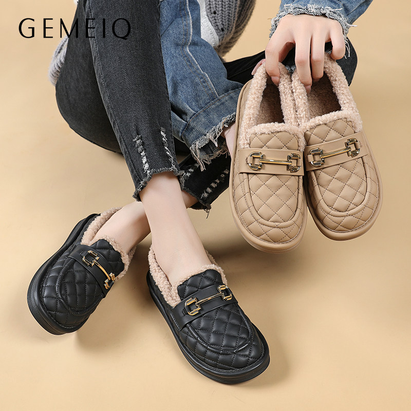 戈美其2024冬季女鞋加绒加厚平底毛毛鞋一脚蹬乐福豆豆鞋保暖孕妇,女鞋,乐福鞋（豆豆鞋）,淘宝优惠券,粉丝福利购,淘宝优惠卷