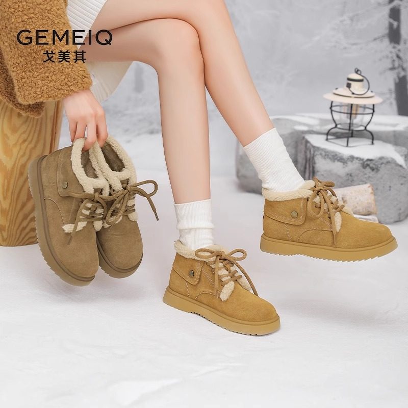 戈美其厚底雪地靴女款2024秋冬季新款加绒保暖棉鞋复古短靴及踝靴,女鞋,时装靴,淘宝优惠券,粉丝福利购,淘宝优惠卷