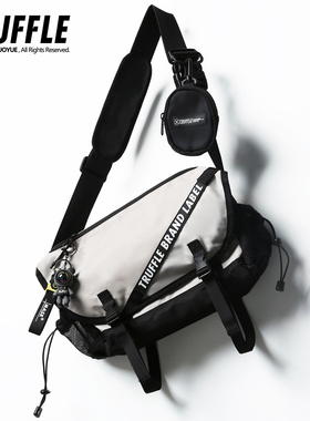 TRUFFLE日系白色斜挎包男潮牌单肩包女轻便工装挎包学生通勤包包