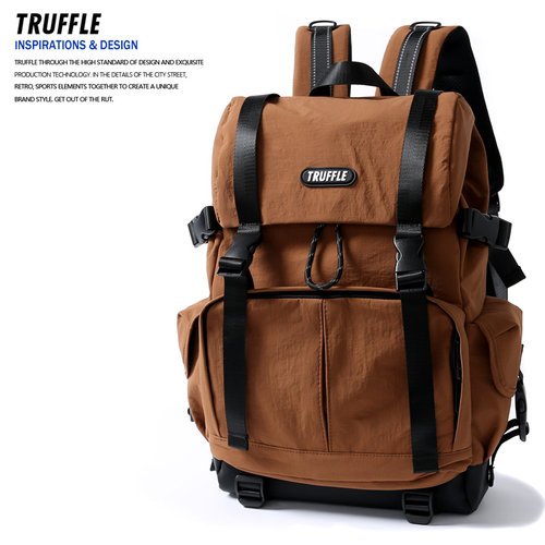 TRUFFLE防水休闲双肩包女大学生书包男初中户外2025新款旅行背包
