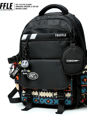 TRUFFLE潮牌民族风双肩包女初中高中书包男小学生大容量旅行背包