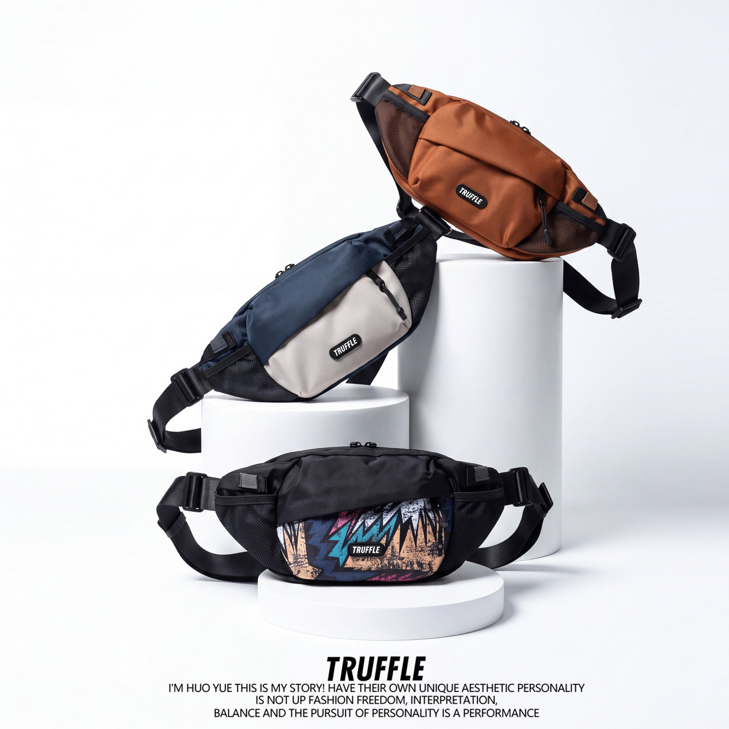 TRUFFLE2026街头潮流斜挎包男机能腰包休闲运动胸包青年撞色挎包
