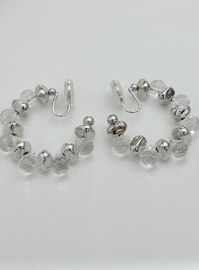 「银河落霜」水晶碎银子耳夹时尚耳圈日常通勤纯银女无耳洞耳饰