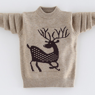 2025秋冬男童针织衫薄款套头打底衫拼色上衣男孩线衫中大儿童毛衣