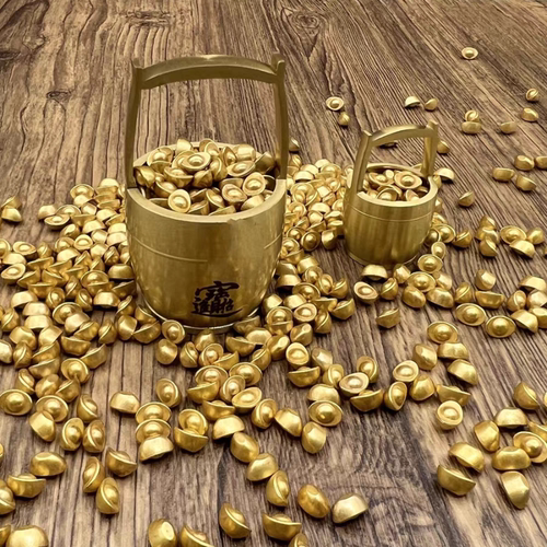 实心沙金小元宝瓜子摆件招财进宝米缸仿金聚财旺运客厅桌面装饰礼