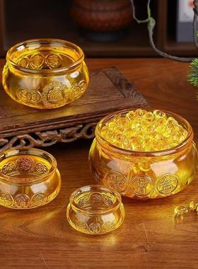 黄水晶聚宝盆摆件琉璃元宝聚宝盆家居装饰品开业礼品摆设