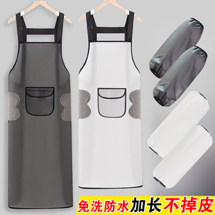 加长防水防油围裙TPU软皮透明工作服套袖 男女成人厨房做饭餐饮