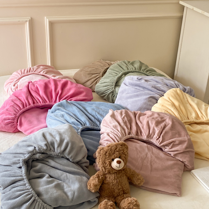 无印日式牛奶绒床笠单件珊瑚法兰绒床罩冬季全包床单垫保护套冬天