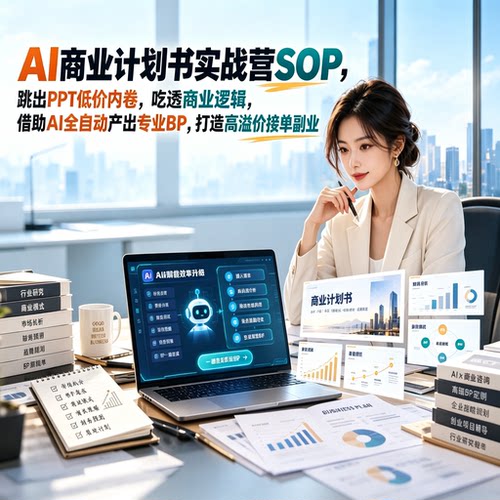 AI商业计划书实战营SOP，跳出PPT低价内卷，商业逻辑，接单副业