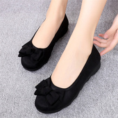 女鞋 女42大码 单鞋 黑色工作鞋 春季 上班工鞋 平底豆豆鞋 老北京布鞋