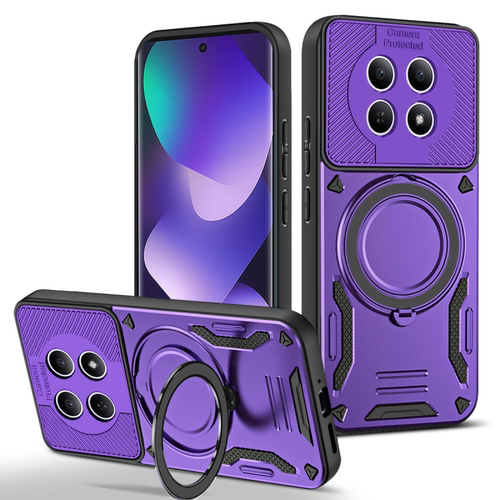 360旋转支架手机壳适用于红米Redmi Note 15 5G车载磁吸无线充小米POCO M8 5G全包防摔二合一便携桌面多功能