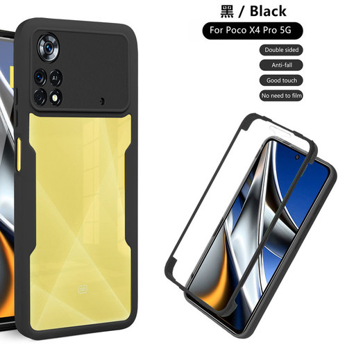 适用于小米POCO X4Pro 5G手机壳壳膜一体透明全包屏幕双面保护套防摔跨境透明简约海外