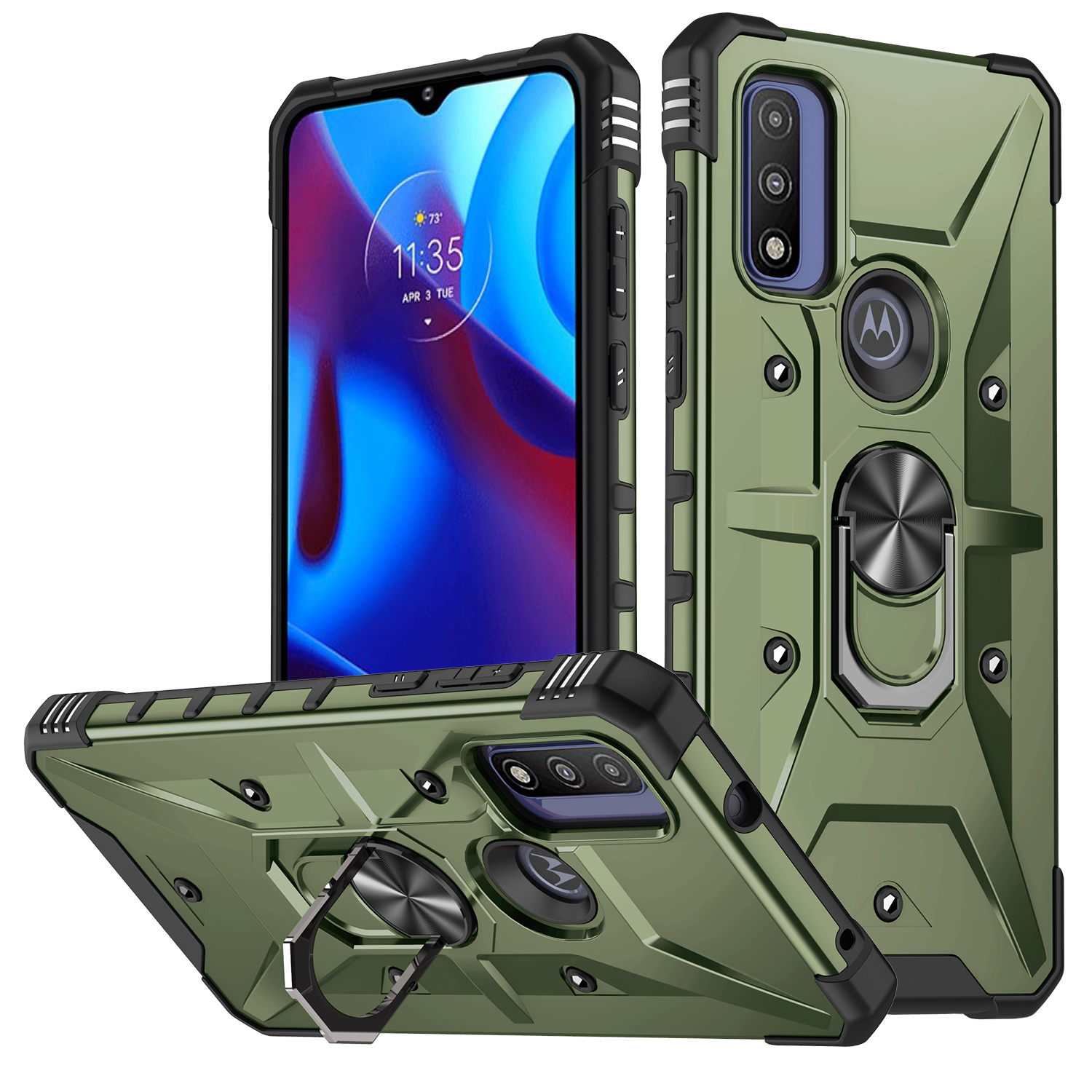 适用于Motorola Moto G PLAY 2023手机壳Moto G Pure气囊防摔G Power 2022旋转指环支架磁吸车载支架多功能