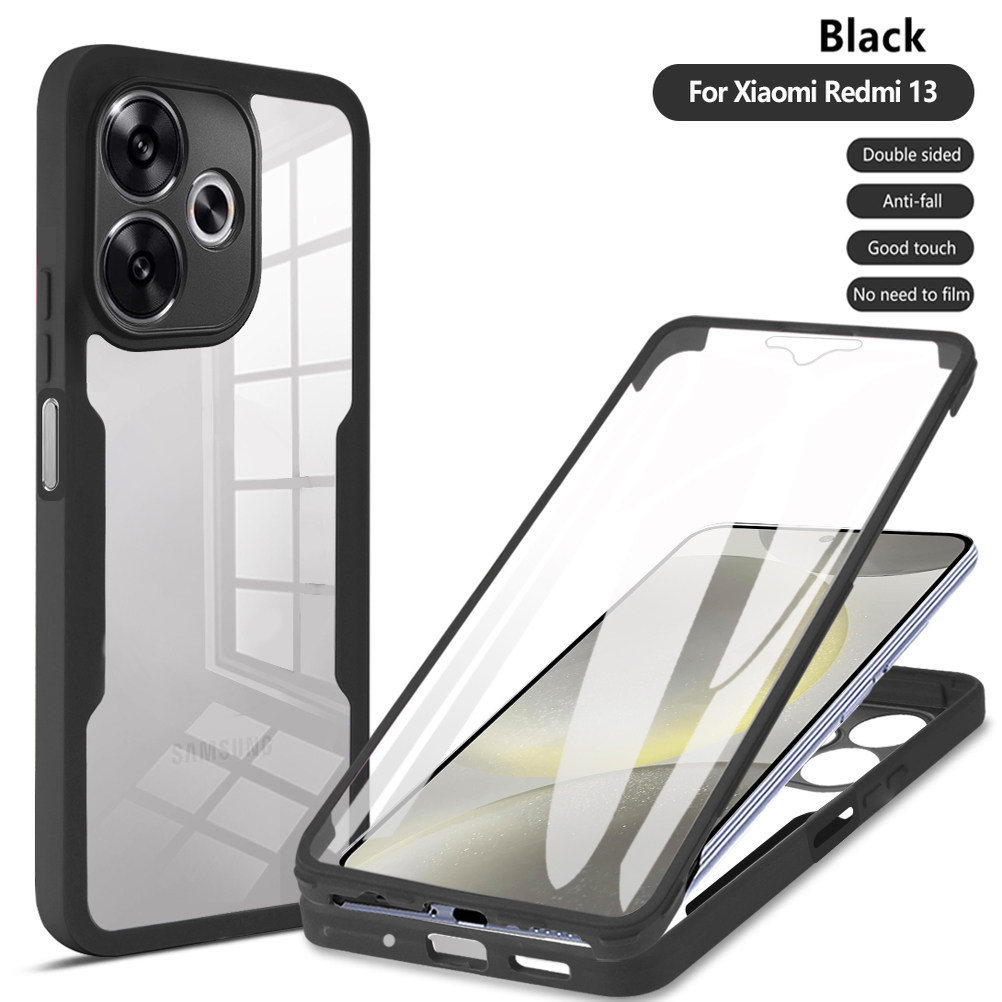 适用于Redmi 13 4G海外版手机壳Redmi 13 5G海外版/Redmi Note13R/小米POCO M6M6PLUS壳膜一体屏幕双面保护套