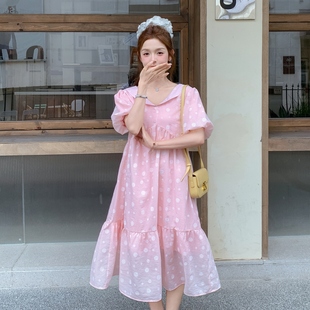甜美粉色温柔风波点连衣裙女2025夏季 小个子高级感长裙 新款 韩版