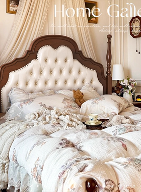 美式复古安娜床全实木软靠高箱床1米8双人床法式中古主卧家具大床