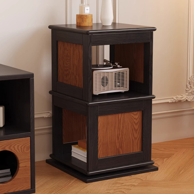 法式复古实木边几可旋转沙发边柜