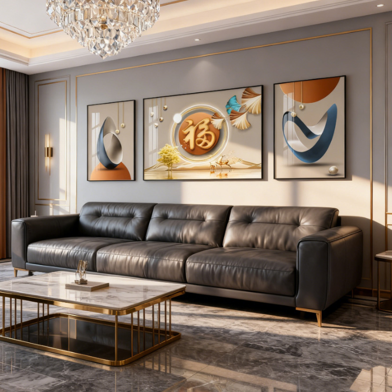 现代简约客厅装饰画福字镶钻挂画