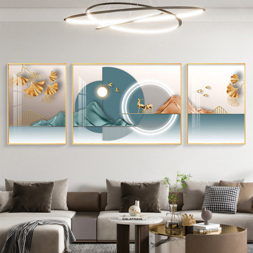 轻奢北欧客厅装饰画现代简约抽象壁画沙发背景墙大气墙画三联挂画