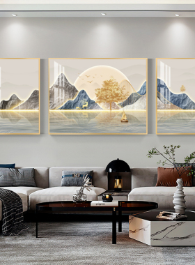客厅三联画现代轻奢壁画沙发背景