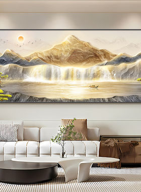 聚宝盆山水靠山图客厅装饰画