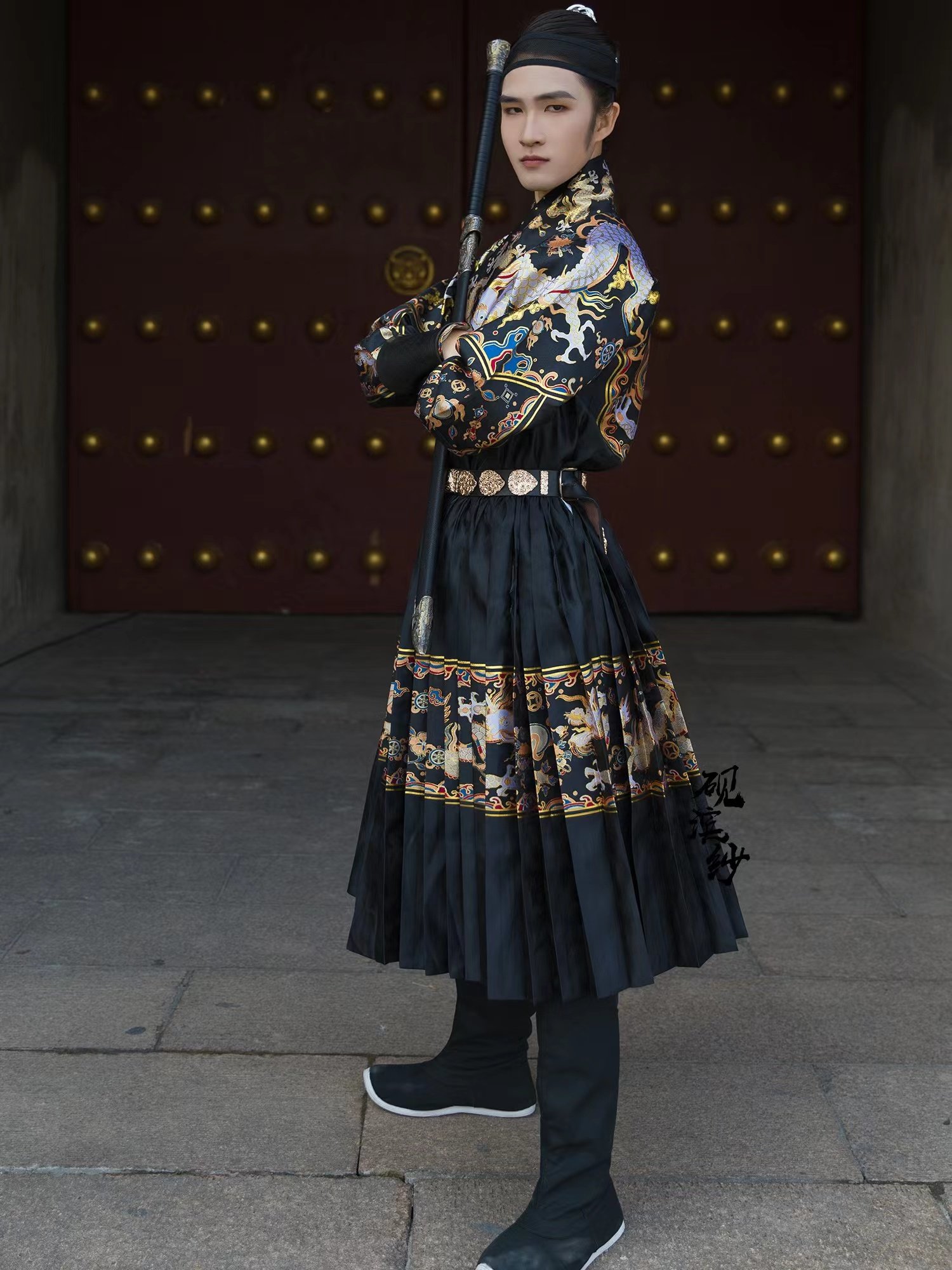 租赁 砚滨纱四爪蟒贴里曳撒男款汉服汉服婚礼伴郎服常服出租