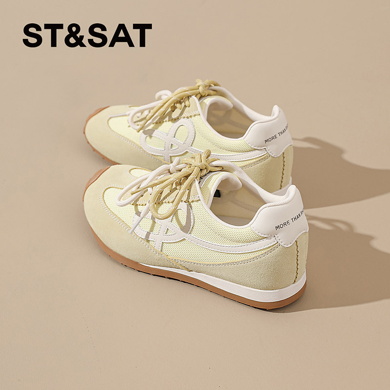 星期六轻便运动阿甘鞋女2026春季新款复古内增高蓝色厚底德训鞋子