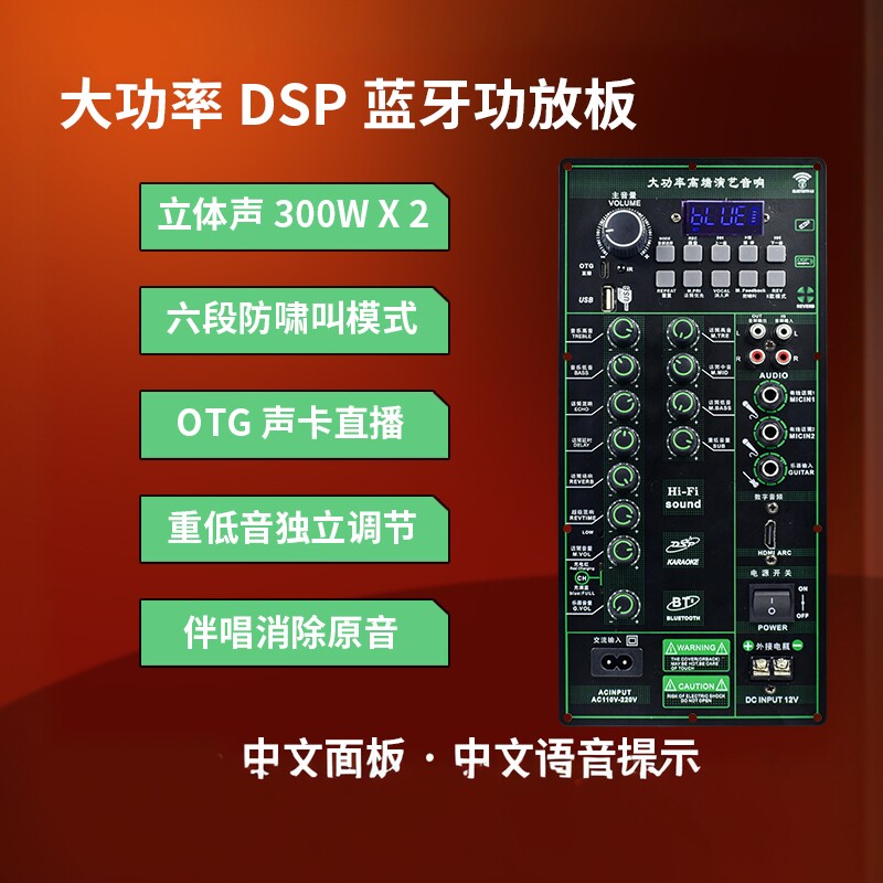 大功率立体声OTG直播蓝牙功放板户外广场舞音拉杆音箱改装功放板