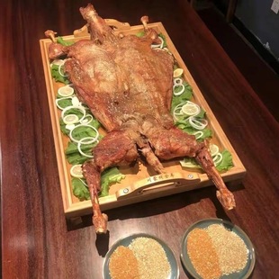 超大号烤全羊盘烤羊腿餐盘饭店上菜托盘烤乳猪竹托盘木盘烤肉餐具