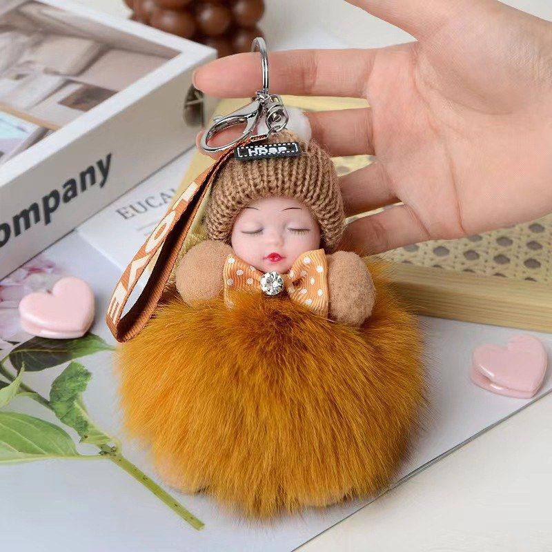 可爱真狐狸毛睡娃娃挂件毛绒球钥匙扣吊坠饰品diy皮草手机配饰,服饰配件/皮带/帽子/围巾,钥匙扣,淘宝优惠券,粉丝福利购,淘宝优惠卷