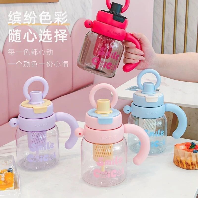 新款大容量吨吨杯高颜值时尚茶水分离塑料杯户外便携手柄运动水杯
