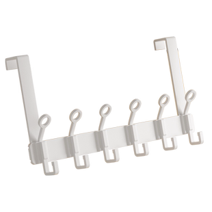 白色奶油风入户门后挂钩挂衣架免打孔门上超薄铝合金排钩衣帽钩子