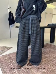十三行诱惑2025冬季新款韩版高腰显瘦格子休闲裤女宽松阔腿裤