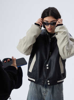 ERRORCODErobot百搭基础黑白美式棒球夹克保暖棉服