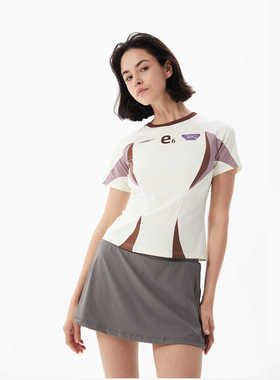 ERRORCODErobot浅紫色曲线拼接索罗娜运动修身短T恤轻薄女式