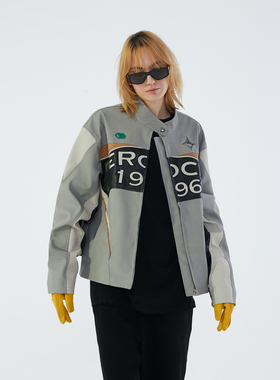 【清仓款】ERRORCODE灰色机车PU皮衣春夏复古防水长袖秋季夹克