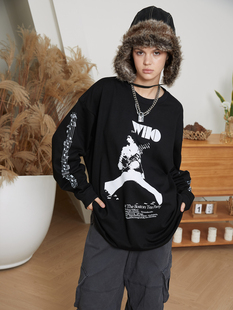 ERRORCODErobot谁人乐队舞台剪影乐谱造型黑色长袖T恤街头朋克