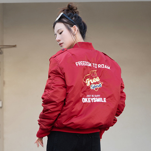 UOD秋冬季羽绒服短款飞行员夹克加厚棒球服大码刺绣男女同款外套