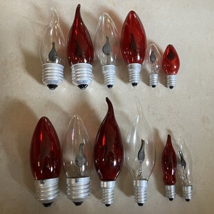 闪烁E14火苗灯泡led红色仿真火焰灯e27蜡烛尖泡e12佛台闪泡装饰灯